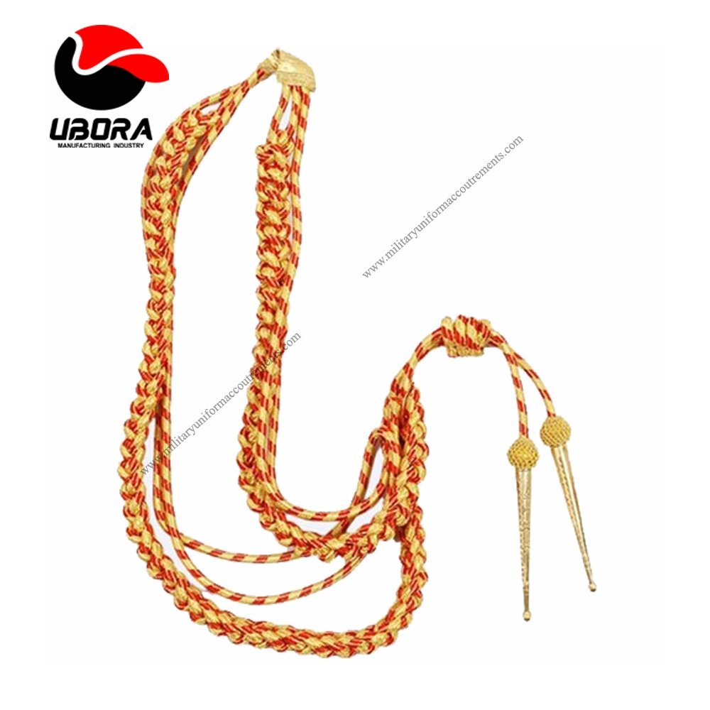 Aiguillettes red and gold color Accessories US Braided Gold Shoulder Cords Customized aiguilette 